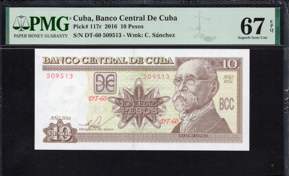 Cuba -  10 Pesos 2016 - Pick # 117r - PMG 67 EPQ