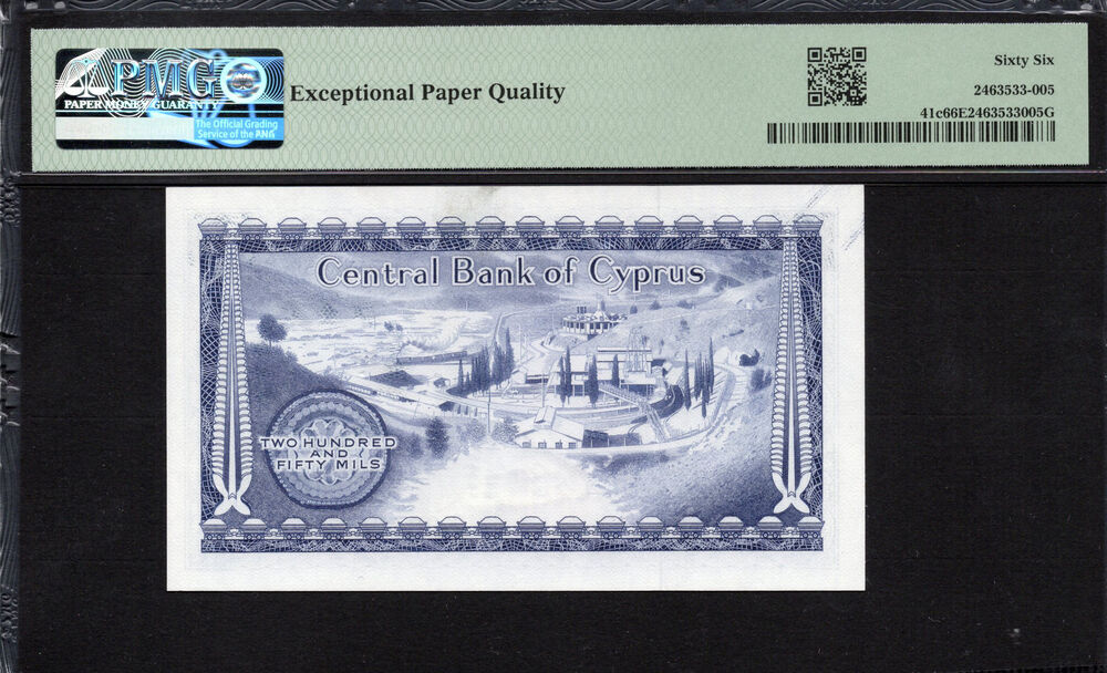 Cyprus -  250 Mils 1975 - Pick # 41c - PMG 66 EPQ