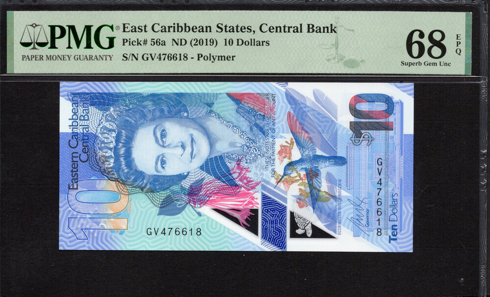 East Caribbean State -  10 Dollars 2019 - Pick # 56a - PMG 68 EPQ