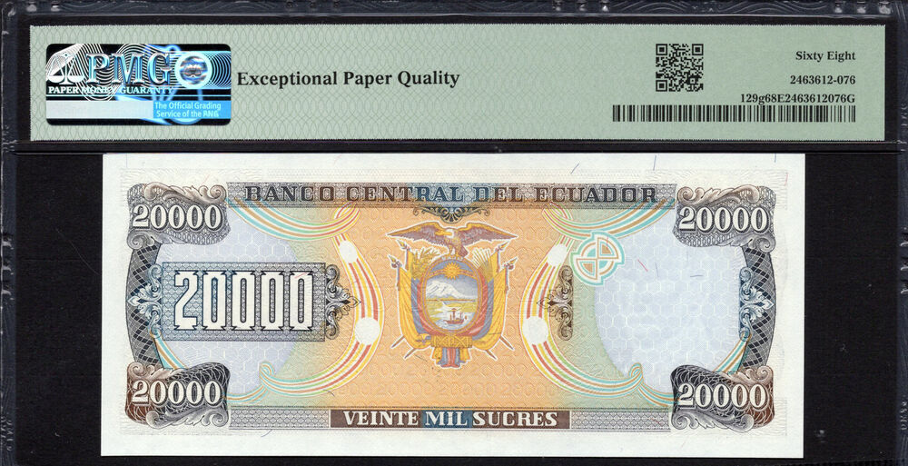 Ecuador -  20.000 Sucres 1999 - Pick # 129g - PMG 68 EPQ