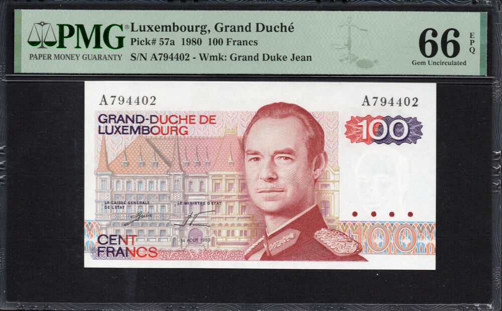 Luxembourg -  100 Francs 1980 - Pick # 57a - PMG 66 EPQ
