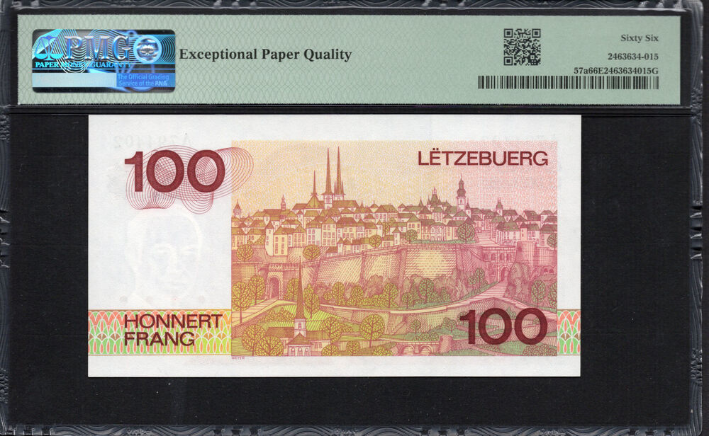 Luxembourg -  100 Francs 1980 - Pick # 57a - PMG 66 EPQ