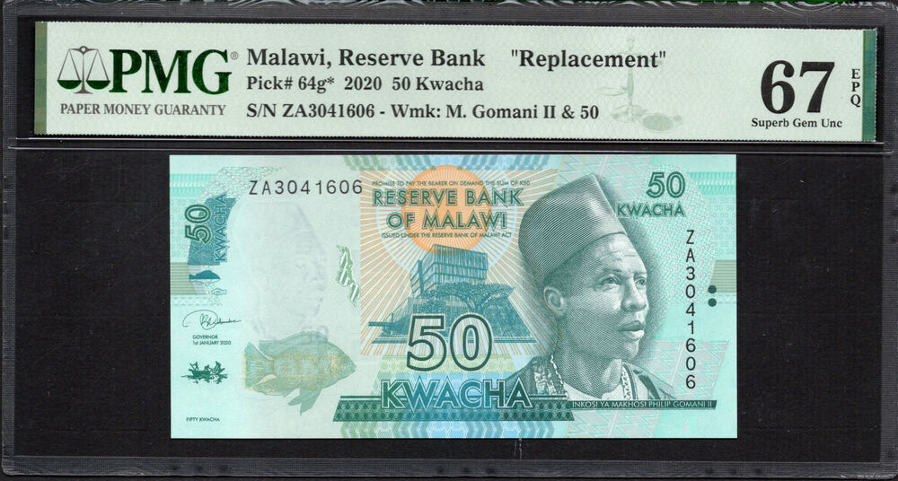 Malawi -  50 Kwacha 2020 - Pick # 64g* - PMG 67 EPQ