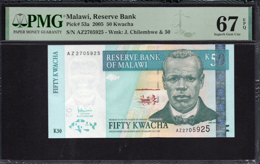 Malawi -  50 Kwacha 2005 - Pick # 53a - PMG 67 EPQ