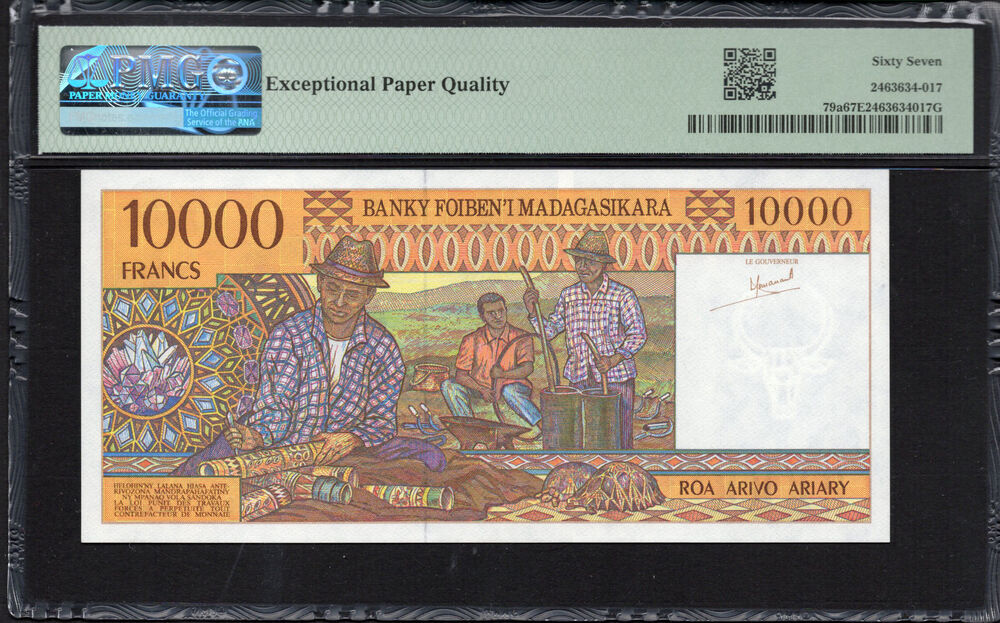 Madagascar -  10.000 Francs 1995 - Pick # 79a - PMG 67 EPQ
