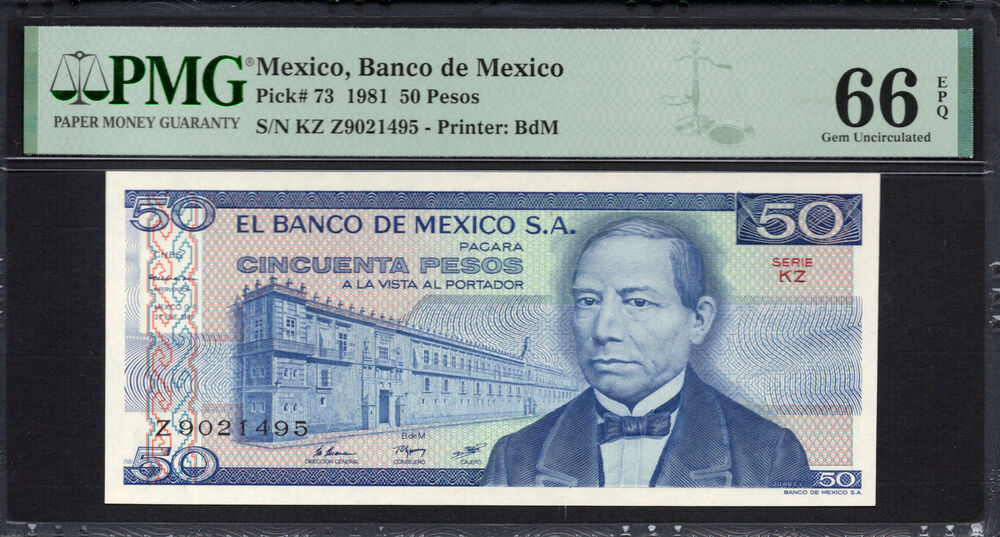 Mexico -  50 Pesos 1981 - Pick # 73 - PMG 66 EPQ