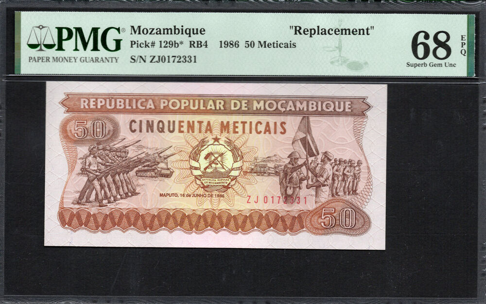Mozambique -  50 Meticais 1986 - Pick # 129b* - PMG 68 EPQ