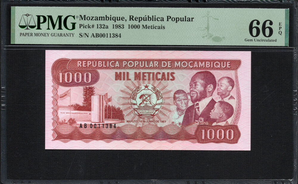 Mozambique -  1000 Meticais 1983 - Pick # 132a - PMG 66 EPQ