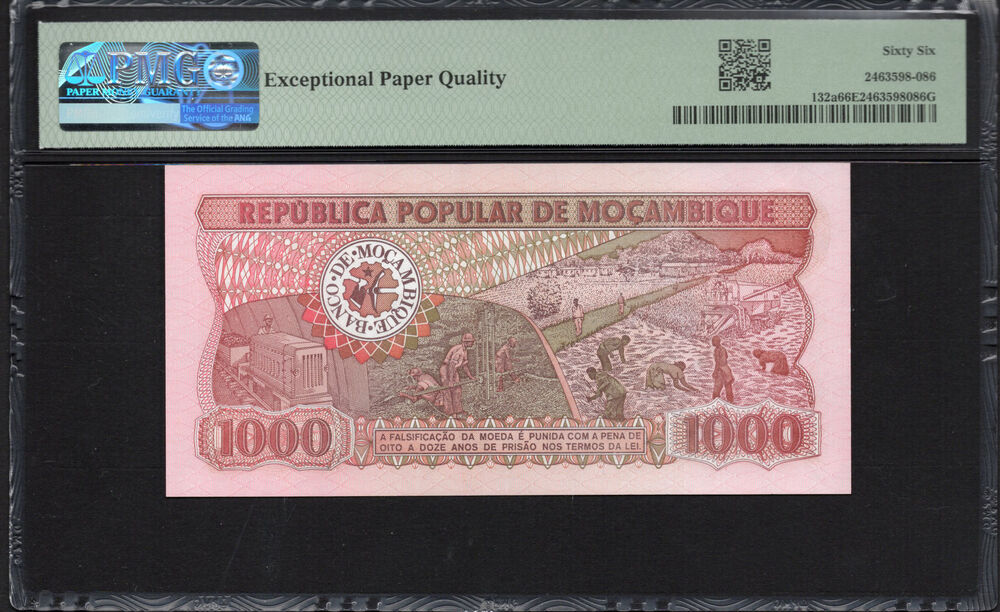 Mozambique -  1000 Meticais 1983 - Pick # 132a - PMG 66 EPQ