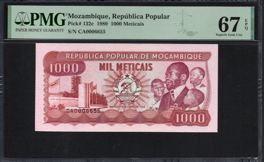 Mozambique -  1000 Meticais 1989 - Pick # 132c - PMG 67 EPQ