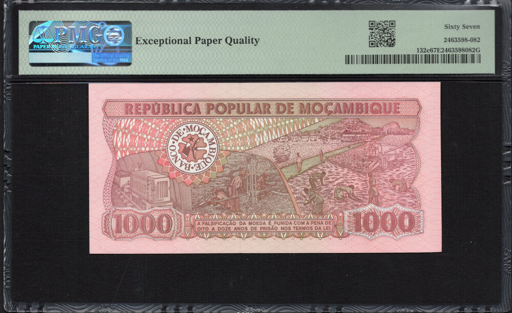 Mozambique -  1000 Meticais 1989 - Pick # 132c - PMG 67 EPQ