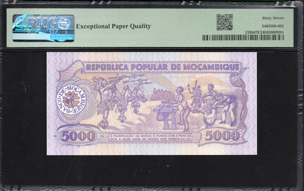 Mozambique -  5000 Meticais 1989 - Pick # 133b - PMG 67 EPQ