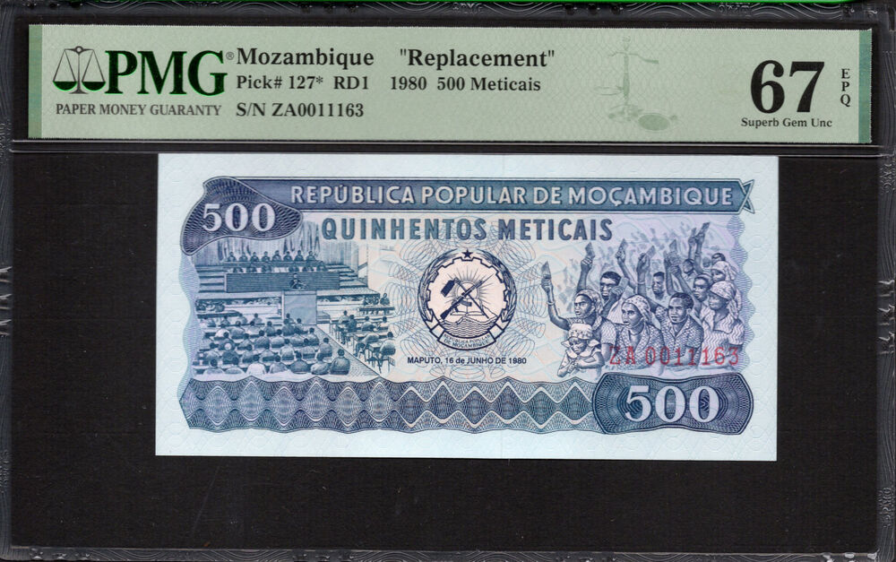 Mozambique -  500 Meticais 1980 - Pick # 127* - PMG 67 EPQ