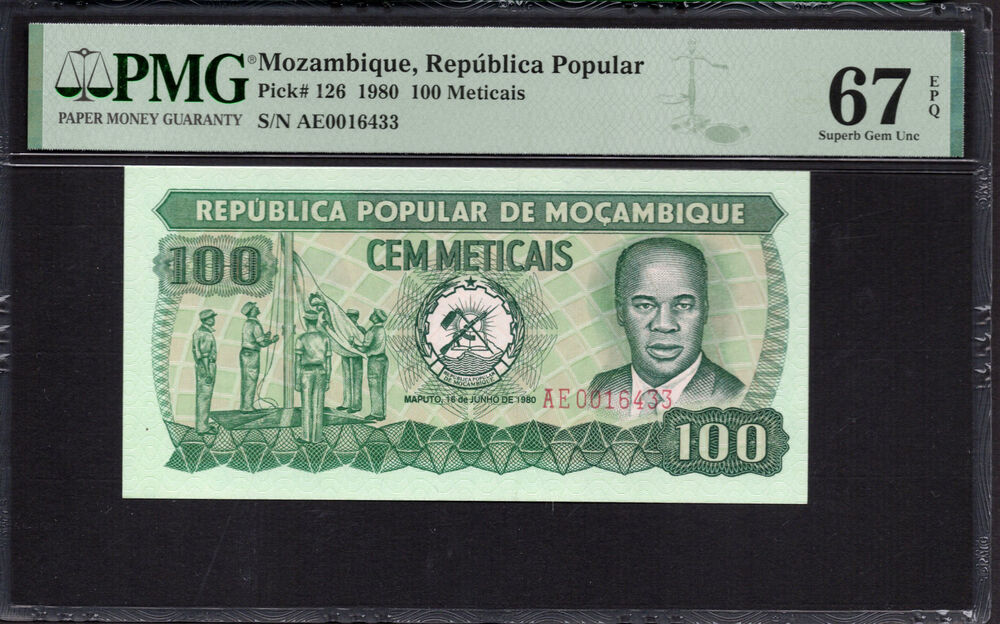 Mozambique -  100 Meticais 1980 - Pick # 126 - PMG 67 EPQ