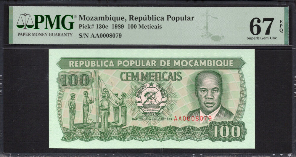 Mozambique -  100 Meticais 1989 - Pick # 130c - PMG 67 EPQ