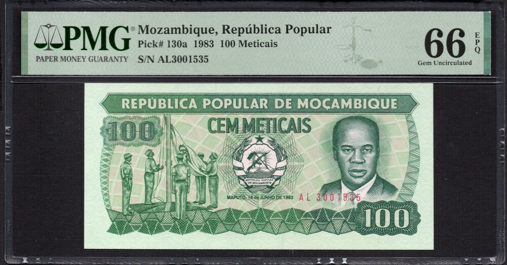 Mozambique -  100 Meticais 1983 - Pick # 130a - PMG 66 EPQ