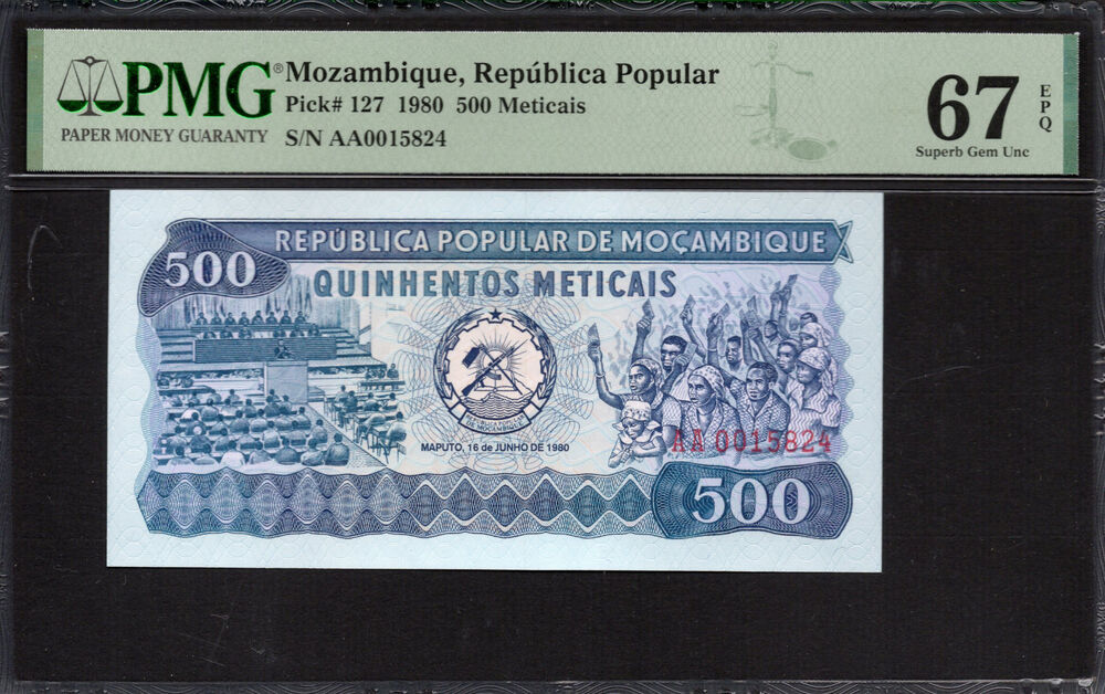 Mozambique -  500 Meticais 1980 - Pick # 127 - PMG 67 EPQ