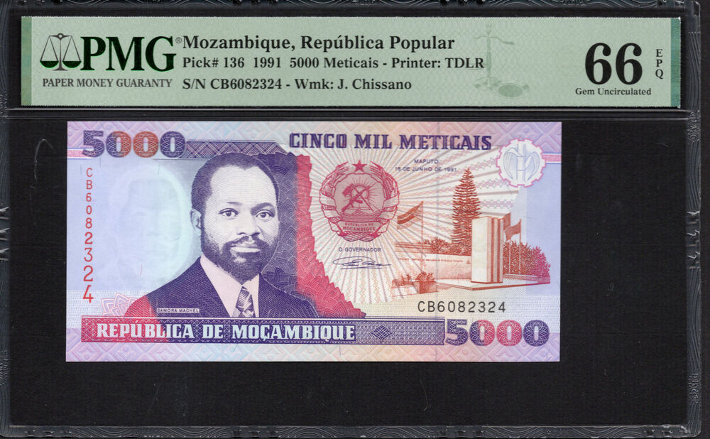Mozambique -  5000 Meticais 1991 - Pick # 136 - PMG 66 EPQ