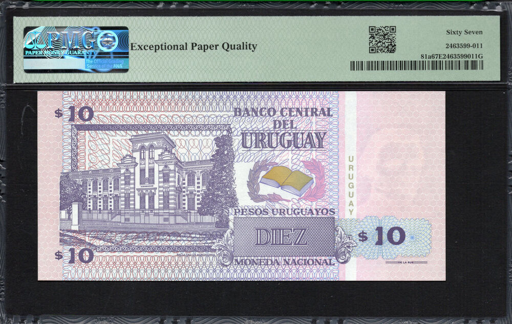 Uruguay -  10 Pesos Uruguayos 1998 - Pick # 81a - PMG 67 EPQ