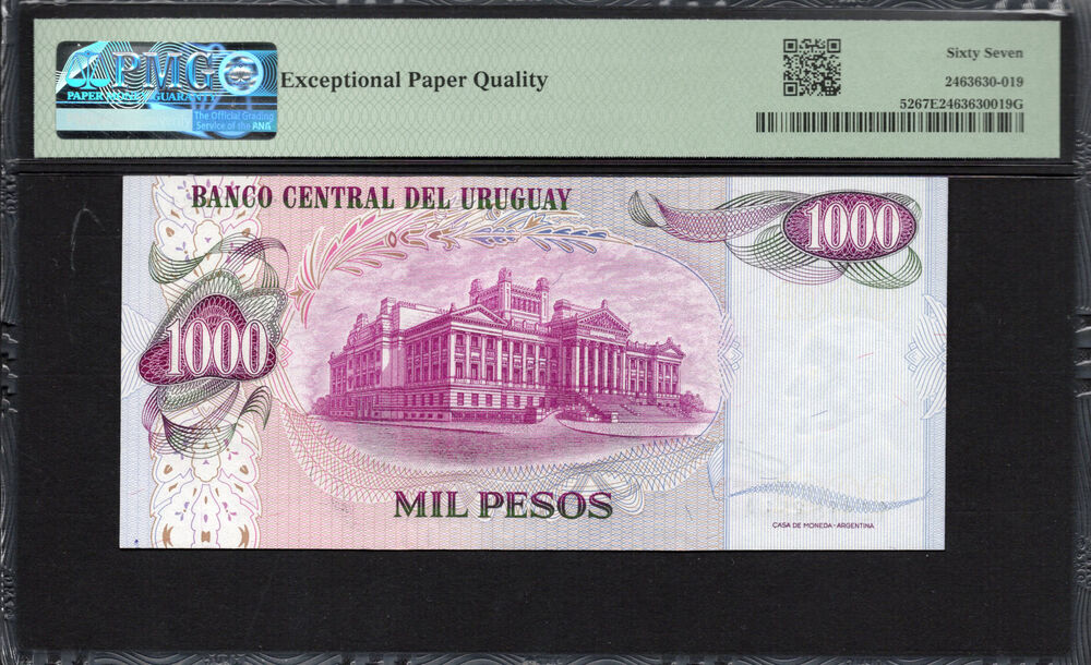 Uruguay -  1000 Pesos 1974 - Pick # 52 - PMG 67 EPQ