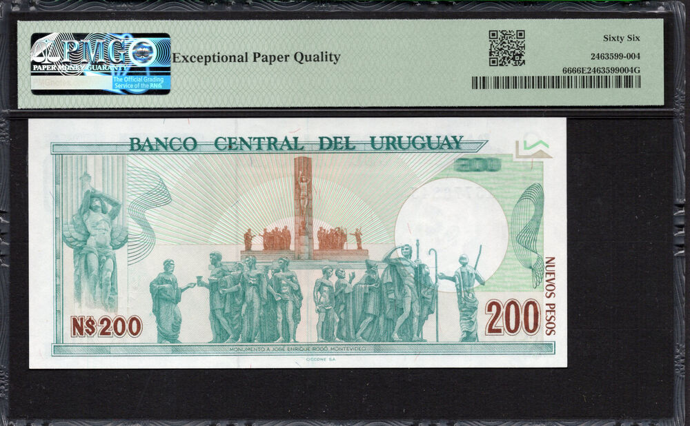Uruguay -  200 Nuevos Pesos 1986 - Pick # 66 - PMG 66 EPQ