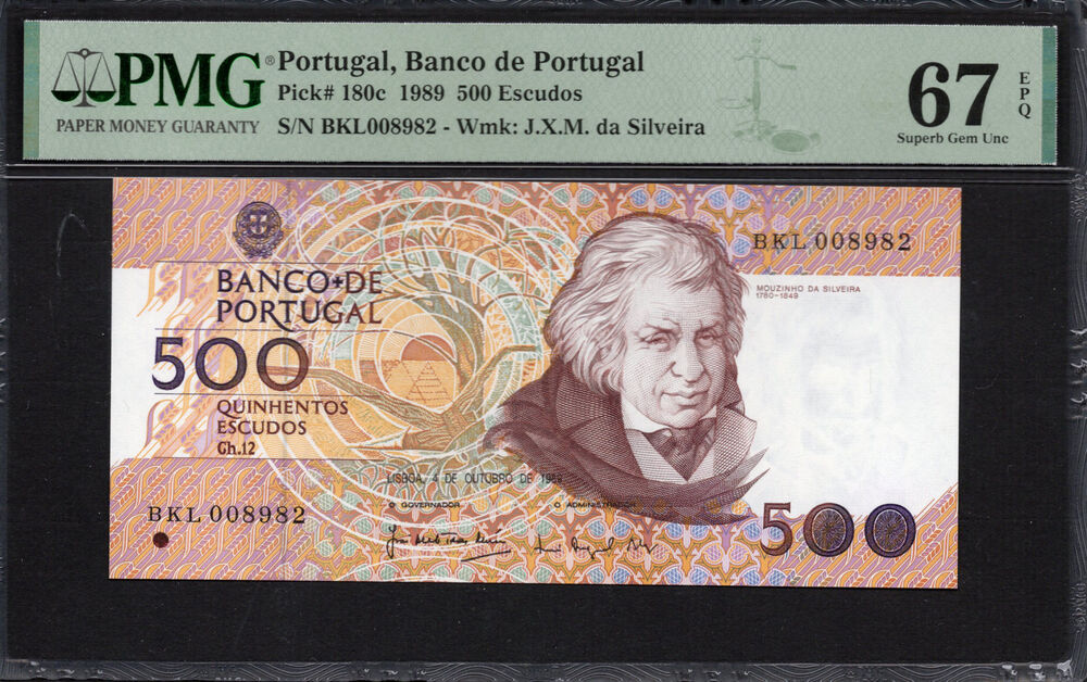 Portugal -  500 Escudos 1989 - Pick # 180c - PMG 67 EPQ