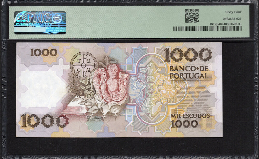 Portugal -  1000 Escudos 1990 - Pick # 181g - PMG 64