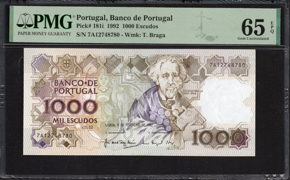 Portugal -  1000 Escudos 1992 - Pick # 181i - PMG 65 EPQ