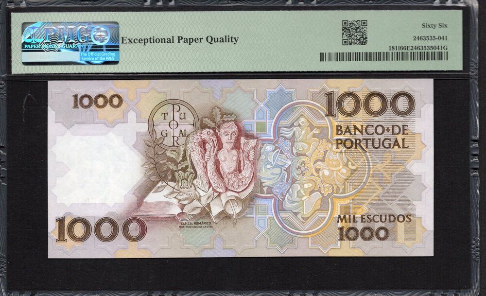 Portugal -  1000 Escudos 1992 - Pick # 181i - PMG 66 EPQ