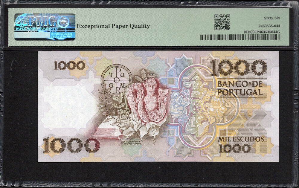 Portugal -  1000 Escudos 1993 - Pick # 181j - PMG 66 EPQ