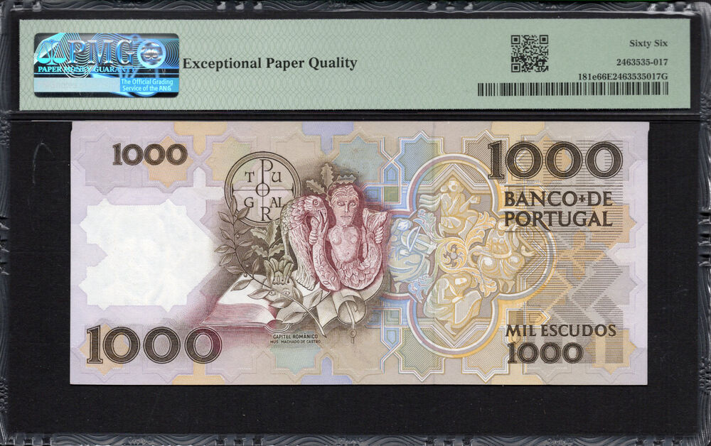 Portugal -  1000 Escudos 1988 - Pick # 181e - PMG 66 EPQ