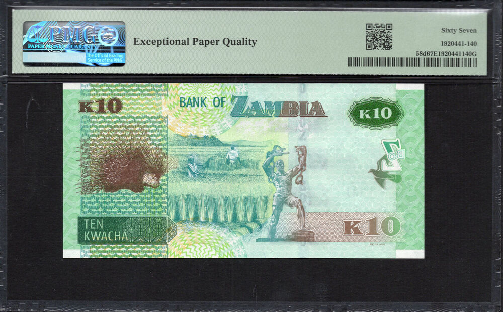 Zambia -  10 Kwacha 2022 - Pick # 58d - PMG 67 EPQ