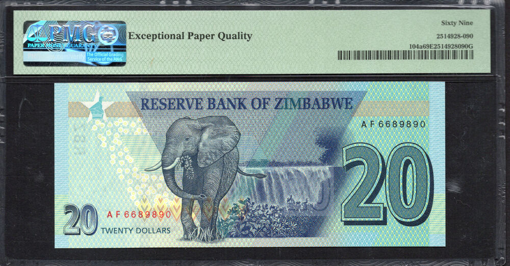 Zimbabwe -  20 Dollars 2020 - Pick # 104a - PMG 69 EPQ