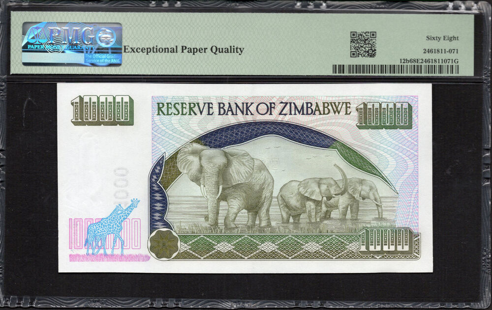 Zimbabwe -  1000 Dollars 2003 - Pick # 12b - PMG 68 EPQ