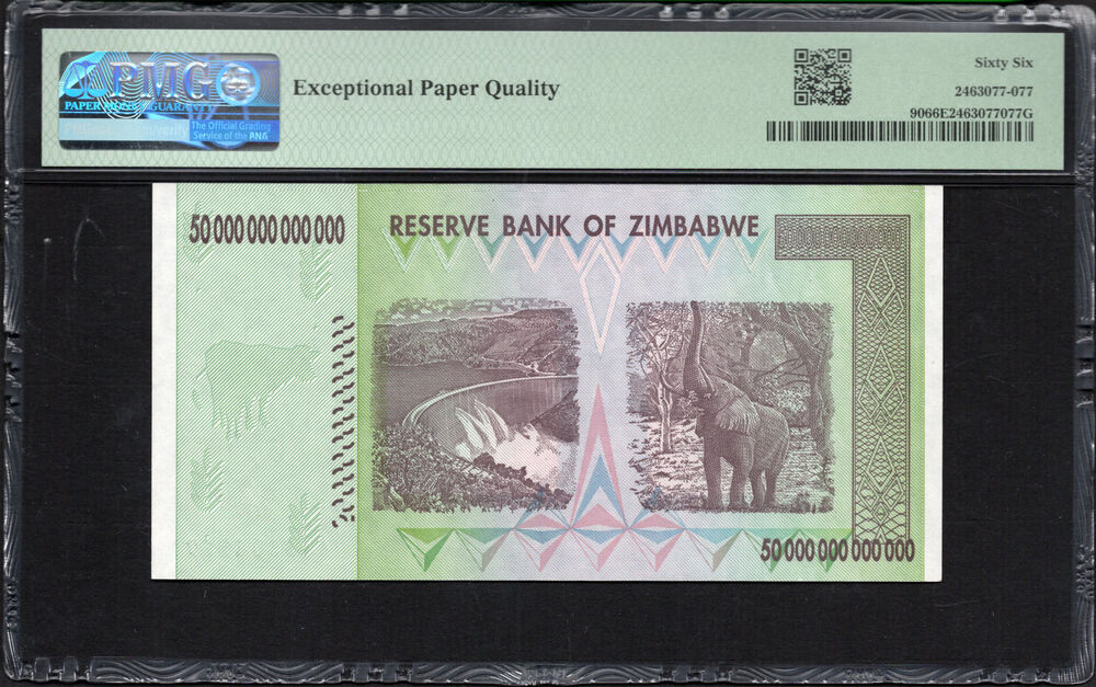 Zimbabwe -  50 Trillion Dollars 2008 - Pick # 90 - PMG 66 EPQ