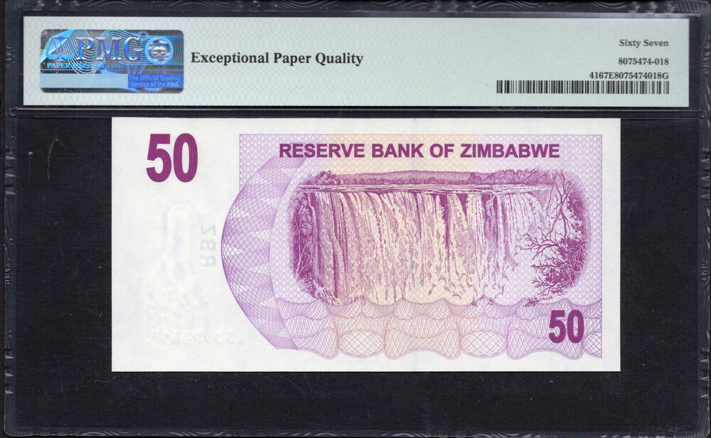 Zimbabwe -  50 Dollars 2006 - Pick # 41 - PMG 67 EPQ