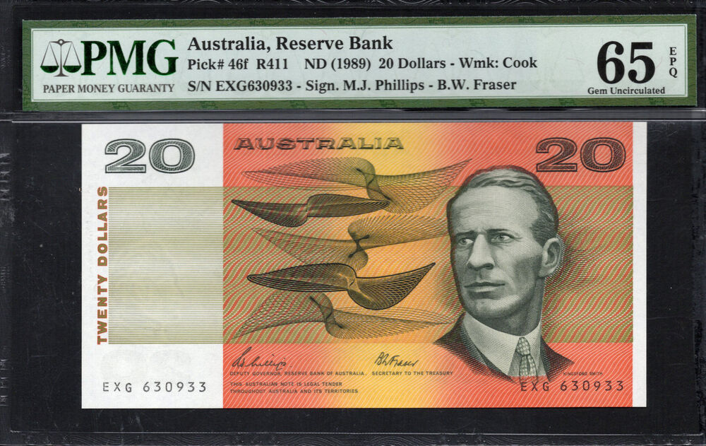 Australia -  20 Dollars 1989 - Pick # 46f - PMG 65 EPQ