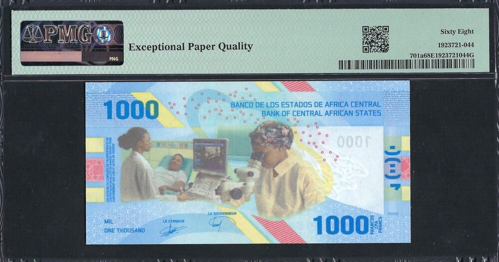 Central African States -  1000 Francs 2020 - Pick # 701a - PMG 68 EPQ