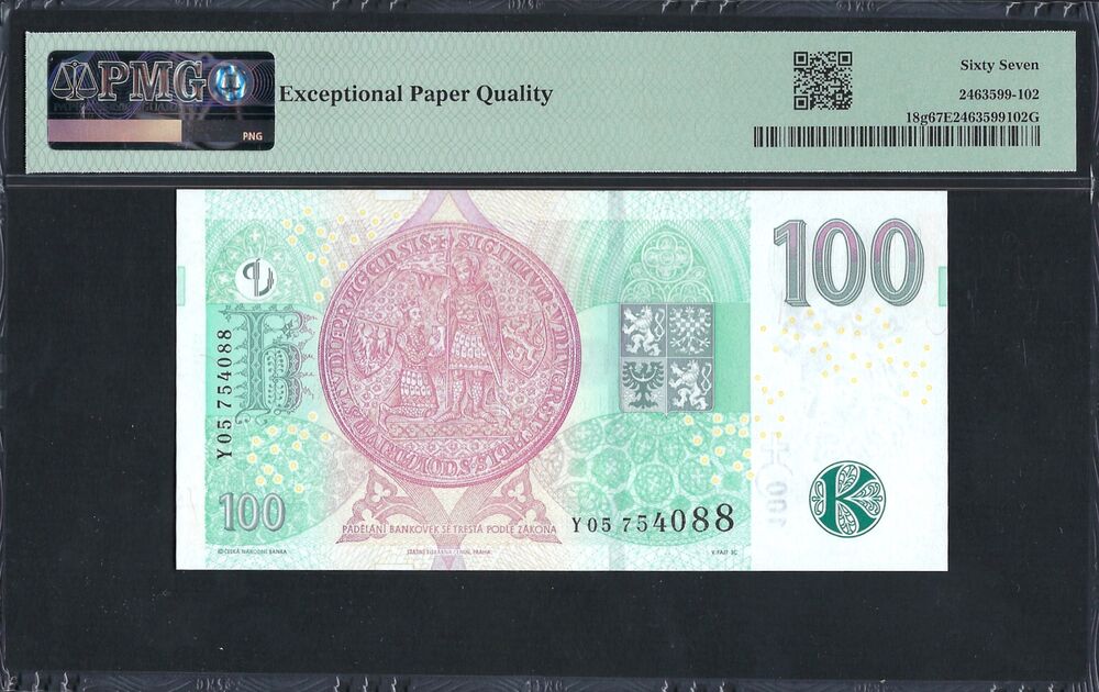 Czech Republic -  100 Korun 2018 - Pick # 18g - PMG 67 EPQ