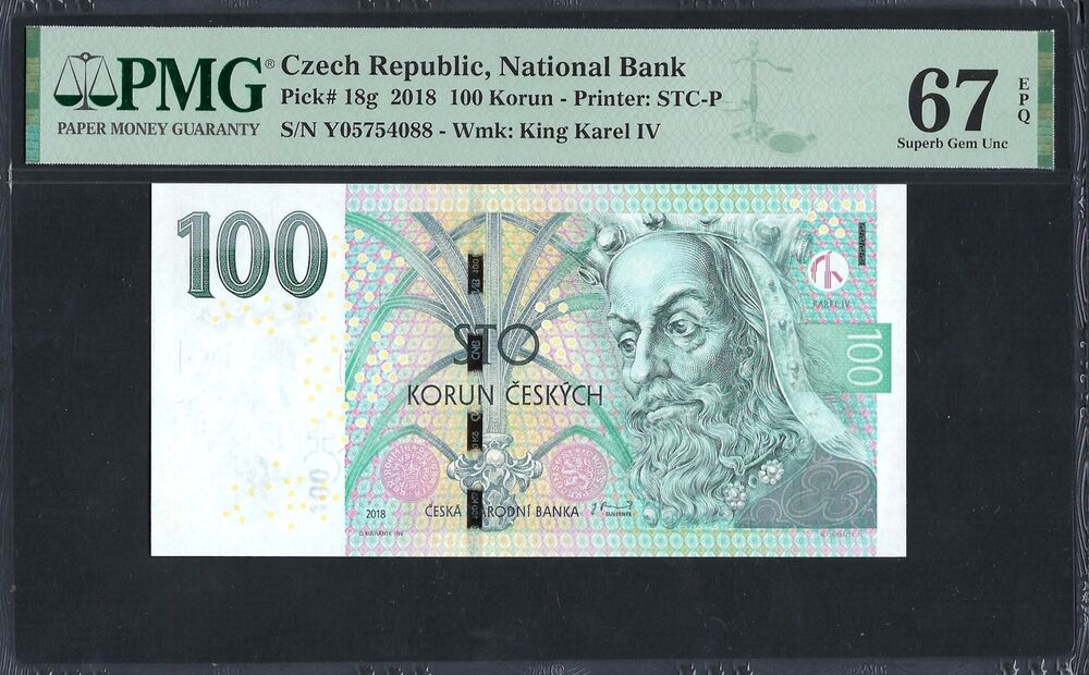 Czech Republic -  100 Korun 2018 - Pick # 18g - PMG 67 EPQ