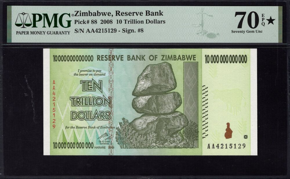 Zimbabwe -  10 Trillion 2008 - Pick # 88 - PMG 70 EPQ★