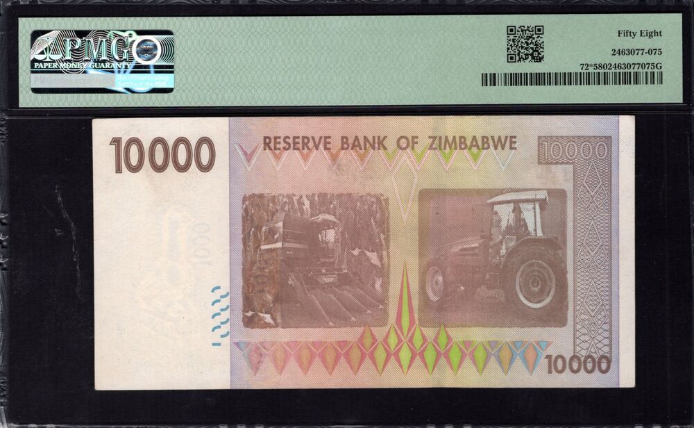 Zimbabwe -  10.000 Dollars 2008 - Pick # 72* - PMG 58