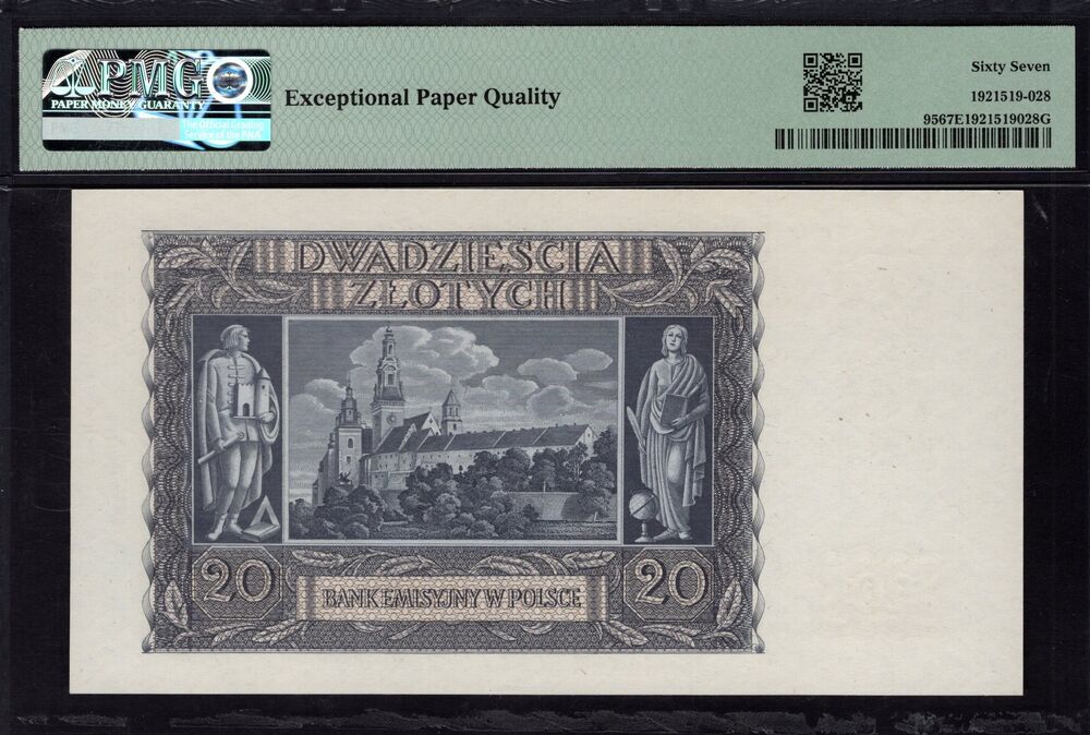 Poland -  20 Zlotych 1940 - Pick # 95 - PMG 67 EPQ