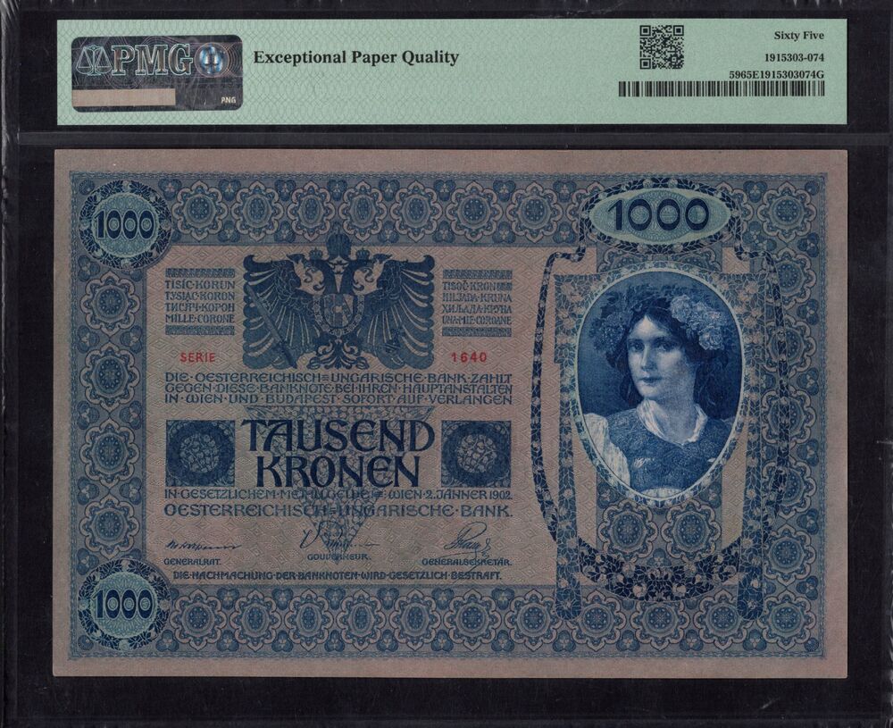 Austria -  1000 Kronen 1902 - Pick # 59 - PMG 65 EPQ