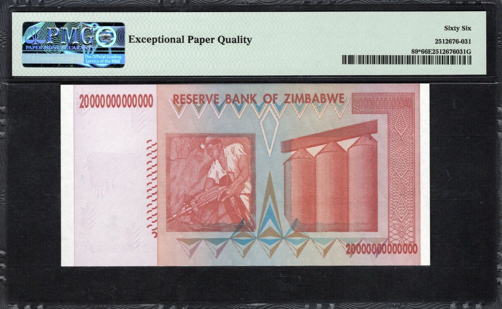 Zimbabwe -  20 Trillion Dollars 2008 - Pick # 89* - PMG 66 EPQ