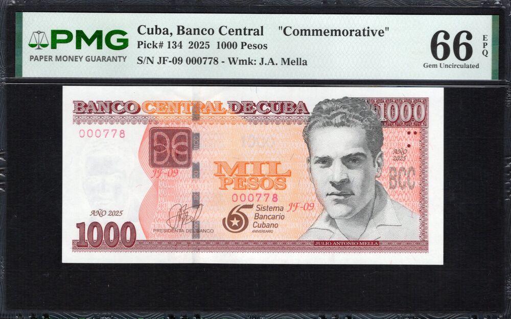 Cuba -  1000 Pesos 2025 - Pick # 134 - PMG 66 EPQ