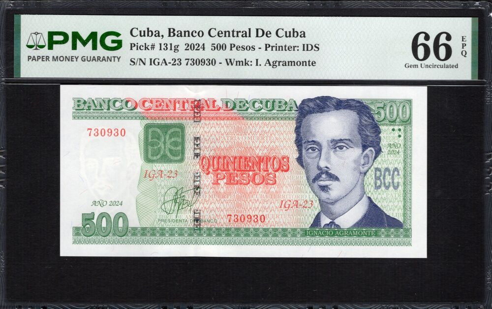 Cuba -  500 Pesos 2024 - Pick # 131g - PMG 66 EPQ