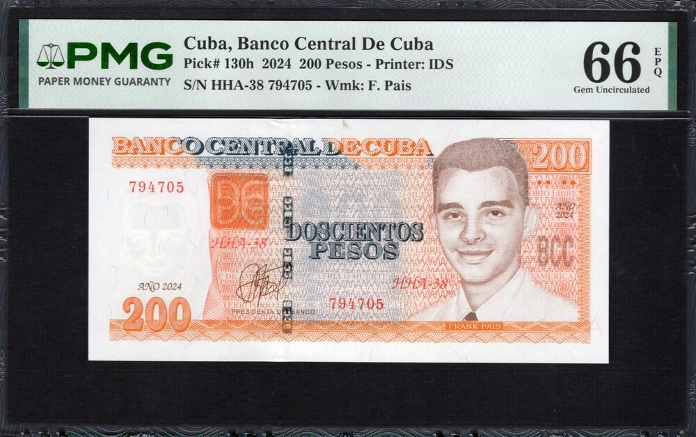 Cuba -  200 Pesos 2024 - Pick # 130h - PMG 66 EPQ