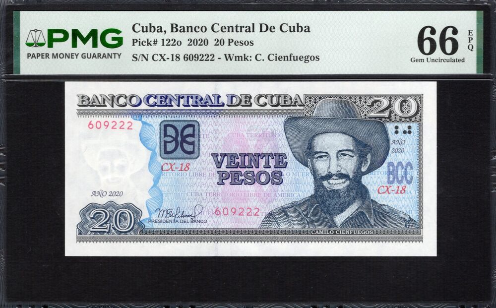 Cuba -  20 Pesos 2020 - Pick # 122o - PMG 66 EPQ