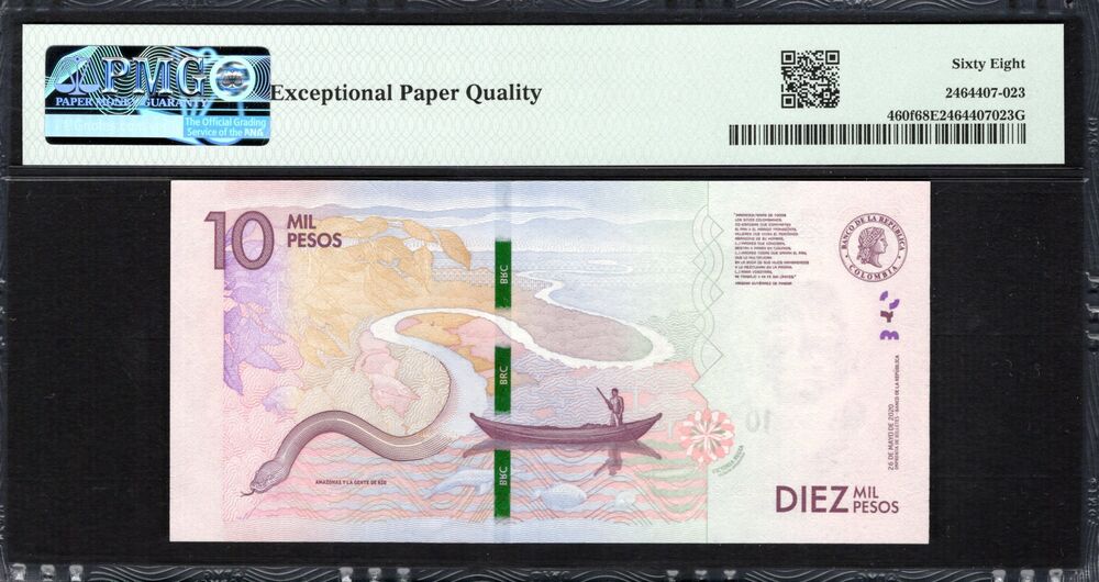 Colombia -  10.000 Pesos 2020 - Pick # 460f - PMG 68 EPQ